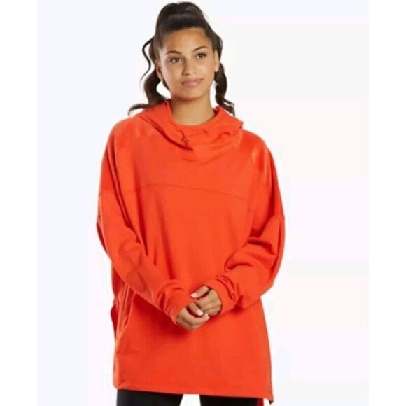 Free People Movement Latitude Oversized Hoodie Pullover Orange Red Women's Large - Picture 1 of 14
